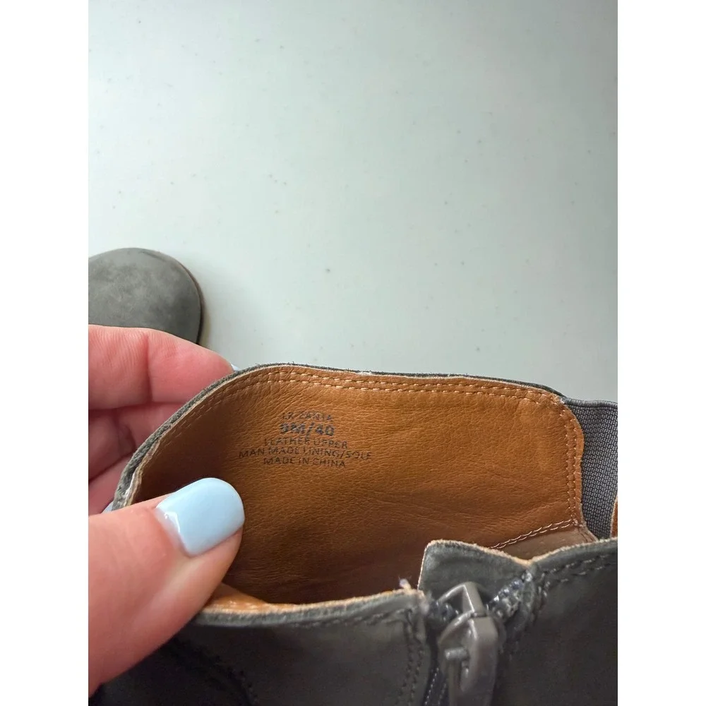 Lucky Brand Zanta Wedge Ankle Booties 9 Storm Gray Nubuck Leather Zip
